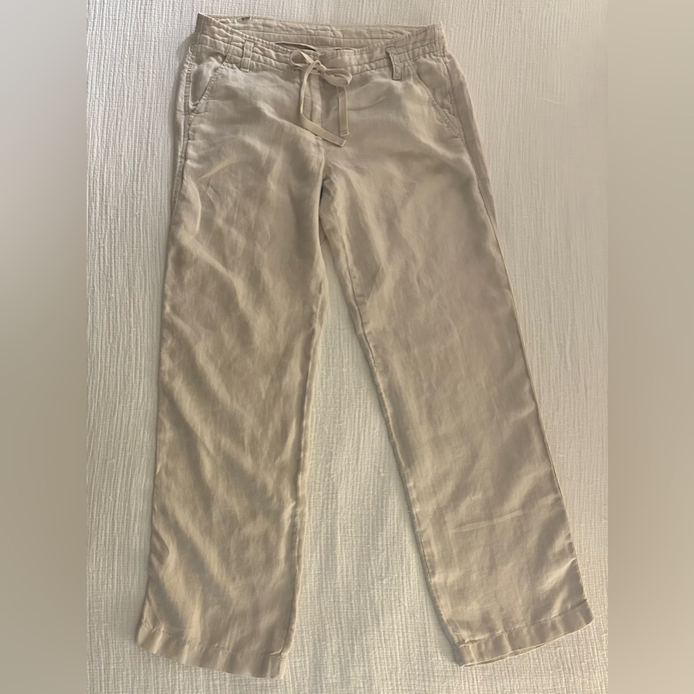 Women's Tan/beige Linen Straight Legged Pants - Size 6 J. Crew